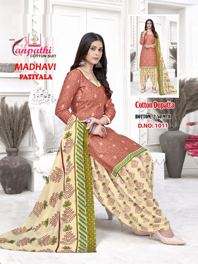 Ganpathi Madhavi Latest Casual Daily Wear Patiala Printed Cotton Dress Material Collection